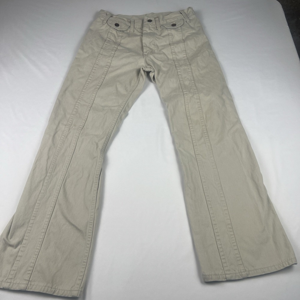 VTG 70s Wrangler Corduroy Pant Bareback Front Pockets Talon Zip Beige 29x29